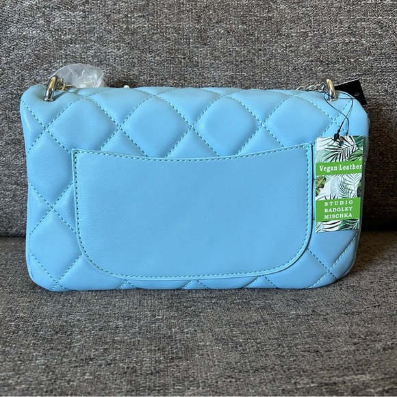 Badgley Mischka Blue Quilted Bag with Removable Crossbody Strap - Picture 5 of 7